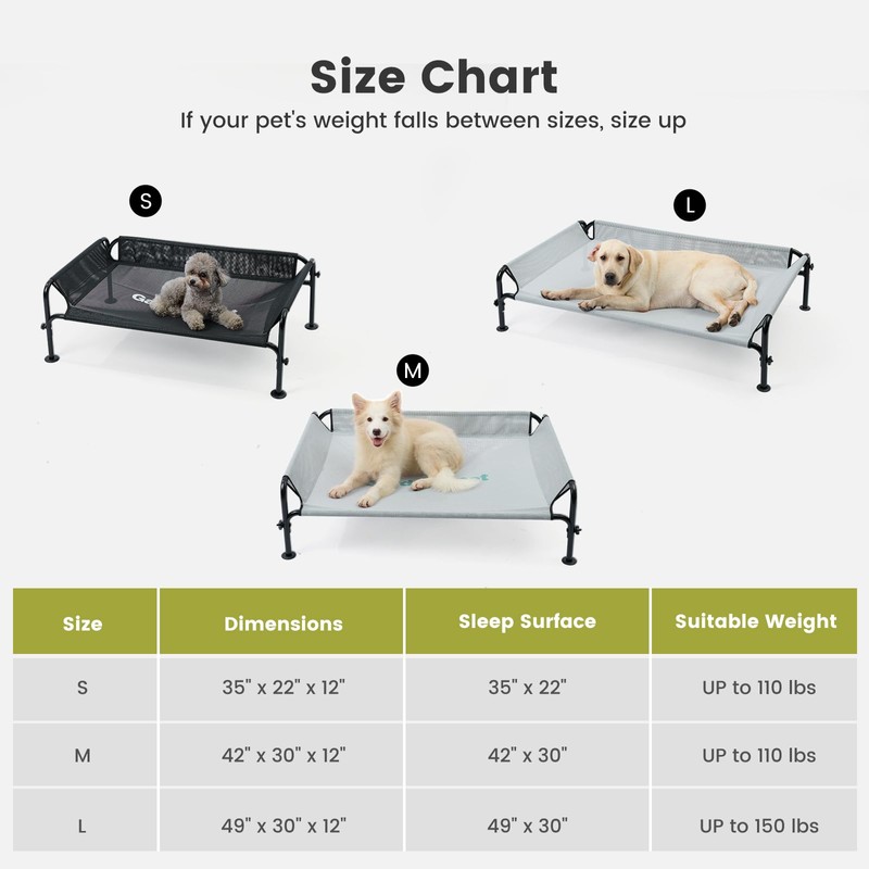 Gardner Pet Elevated Dog Bed for Medium Size Dog, Outdoor