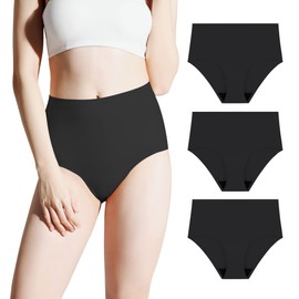 BATTEWA Incontinence Underwear for Women Washable, Leak Proof Underwear,Seamless Panties, Bladder Leak Underwear Protective Briefs High Absorbency 50ml, Black, 4X-Large (3Pack)