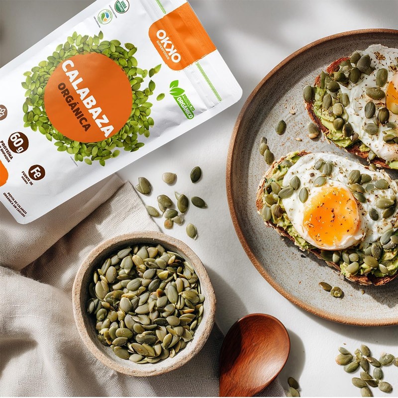 Okko Organic Pumpkin Seeds - Raw Pepitas, Unsalted & Non-GMO,