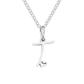 Yimofy Initial Necklace for Women Silver Plated Stainless Steel Women's Dainty Letter Necklace Tiny A-Z Initial Pendant Choker Necklace T