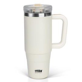 TYESO Tumbler 1.2L Water Bottle, Insulated Stainless Steel Bottle, Water Bottle with Straw, Handle, Jug, Outdoor, Vacuum Insulated Double Structure, Wide Mouth, Large Capacity, Direct Drink, for Girls