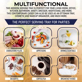 Acrylic Serving Tray with Gold Handles, 16" x 12" Decorative Trays for Coffee Table, Spill Proof Food Drink Server, Ottoman Tray for Countertop, Kitchen, Vanity, Serving Party Platter (Tortoise Shell)