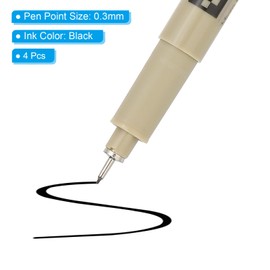 PATIKIL Micro Pen Fineliner Pens, 4Pcs 0.3mm Fine Point Drawing Pens Waterproof for Archival Artist Calligraphy Illustration Journaling Sketch, Black