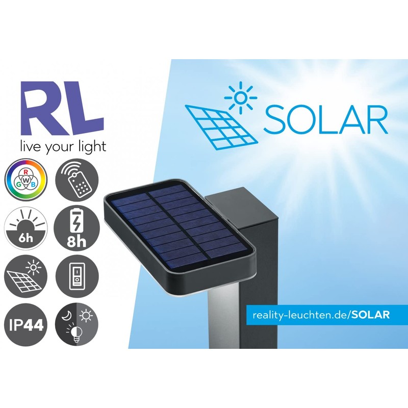 Reality Leuchten Melo R55326101 Solar LED Outdoor Light Plastic White