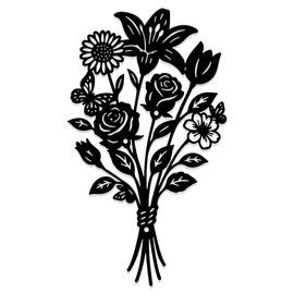 UNICRAFTALE Flower Wall Decor Decoraions Metall Wall Art Signs Hanging Flowers Walls Decor Metal Floral Leaf Art Decorative for DIY Home Living Room Dining Room Bathroom Decoration