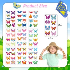 10 Sheets Butterflies Temporary Tattoos Stickers for Kids,Childrens Fake Tattoo Sticker Set Multiple Patterns Waterproof Removable Stickers for Prizes Birthday Party Bag Fillers for Boys Girls