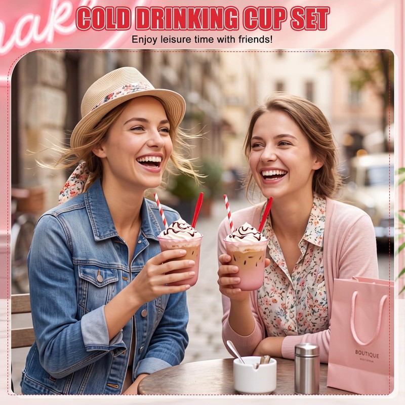 50 Set Root Beer Float Cups with Red Plastic Soda