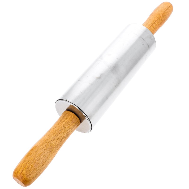 Beille Oak Wood Stainless Steel Barrel Classic Bakers Rolling Pin