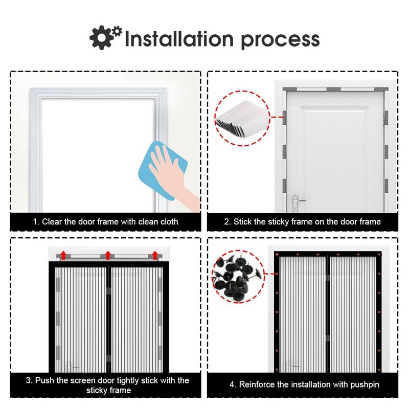 Clevinger Magnetic Screen Door Mesh, Fit Door Size 92x206CM,Screen Size