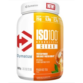 Té helado de melocotón transparente hidrolizado Dymatize ISO 100 900 g proteína de suero en polvo