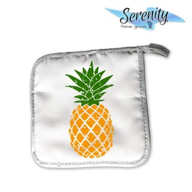 Pineapple Kitchen Decor | Decorative Kitchen Hot Plate Pot Holder Oven Mitt Set | Pineapples Yellow Green Spring Summer Fall | White Home Decorations | Mothers Day Gifts For Mom