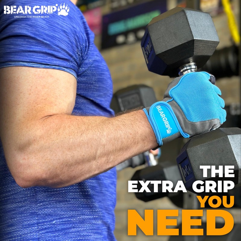 BEAR GRIP - Workout Gloves, Lightweight Breathable edition (Blue, S)