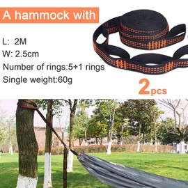 Forhome Pack of 2 Hammock Attachments, Hammock Suspension Straps with 2 Black Hook Carabiners, 300 kg Hanging Set Tree Straps, Orange Hanging Chair Accessories for Camping Outdoor Hiking