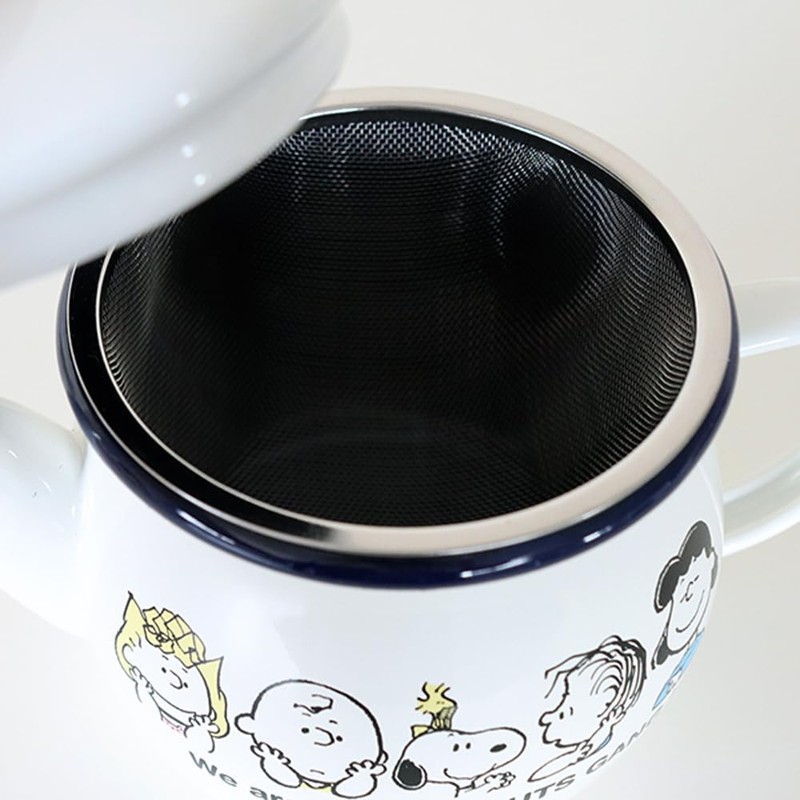 Enameled Peanuts Enamel Teapot (with Strainer) White Size: Approx. W