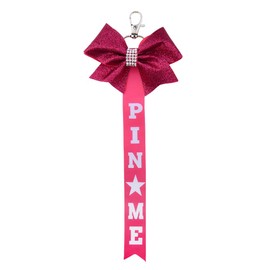 Guqqeuc Pin Me Cheer Ribbon Keychain for Women Girls Glitter Bow Keyring for backpack bag Cheer Bag Accessories Cheer Bow Holder Cheerleading Gifts for Girls Bow Bag Charms for Womens Handbags