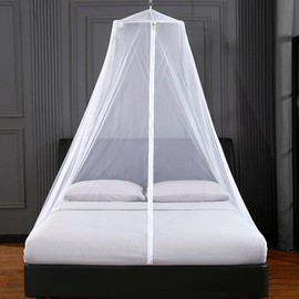 Mosquito Net Bed Canopy with Zipper Dome Tent,Universal Mosquito Neting for Bed Single-King Size Hanging Net for Outdoor Bedroom Use,White