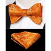 HISDERN Orange Bow Ties for Men Wedding Floral Self Tie