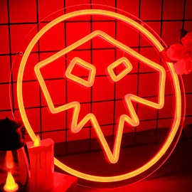 Pinlangdou Wold of War Craft Neon Sign Sha Man Red Game Logo Neon Sign Dimmable for Fighting Game Room Wall Art, Boy's Room Decor