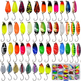 Pack of 45 High Quality Trout Bait Spoon Bait Sets, Various Sizes [2g / 2.5g / 2.6g / 3g / 5g], Fishing Accessories