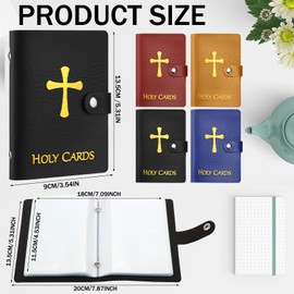 Eersida 4 Pcs Holy Card Holder Carrying Each Case Hold to 40 Cards, Holy Prayer Card Holder with Gold Stamped Cross, Faux Leather Holy Card Bag Card Organizer for Religious Prayer Cards