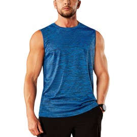TACVASEN Men's Tank Top Muscle Dry Fit Athletic Bodybuilding Sleeveless Shirt Workout Performance Undershirt Medium Blue S