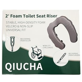 QIUCHA Raised Toilet Seat Cushion for Elderly - Adds 2 inches - U Shape Toilet Seat Riser with High-Density Foam for Enhanced Comfort & Elevation, Universal Fit, Comfortable & Supportive (2 inches)