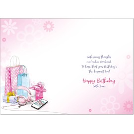 doodlecards Teenager Birthday Card for Girl Present Pile Medium Size with Plain Envelope