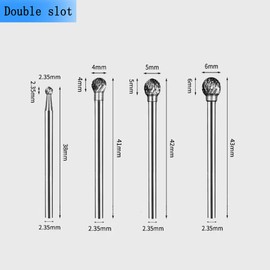 Luo ke 4 Pcs Aluminum Cutting Burr Set - 3/32 Inch Shank Tungsten Carbide Bits For Rotary Tool Include Dremel (D Type Double Slot)