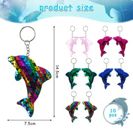 BGNXHYB 10 x Dolphin Keyrings, Sequin Keyring, Dolphin Pendant, for Children's Party, Birthday, Dolph