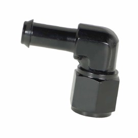Silscvtt 90 Degree 6AN Female Hose End Fitting to 3/8 Inch Barb Male Adapter with Black Aluminum Alloy Hose Barb Fitting