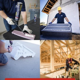 Foam Bond 60 24 oz Polyurethane Adhesive – Fast-Tack, 60-Second Drying, DIY Glue for Foam Panels, Shiplap, Wall Paneling, Board and Batten, Subfloors, Wood (ECO Gun Kit, 1 Can Kit)