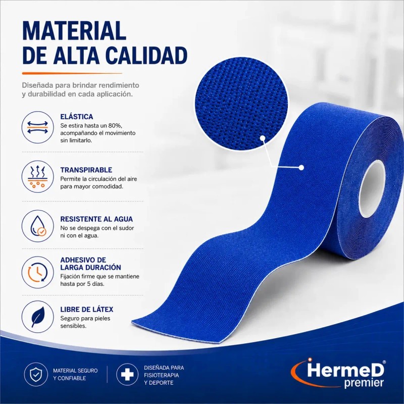 Cinta Kinesiológicas Vendaje Neuromuscular Tape 5mx5cm Color Azul