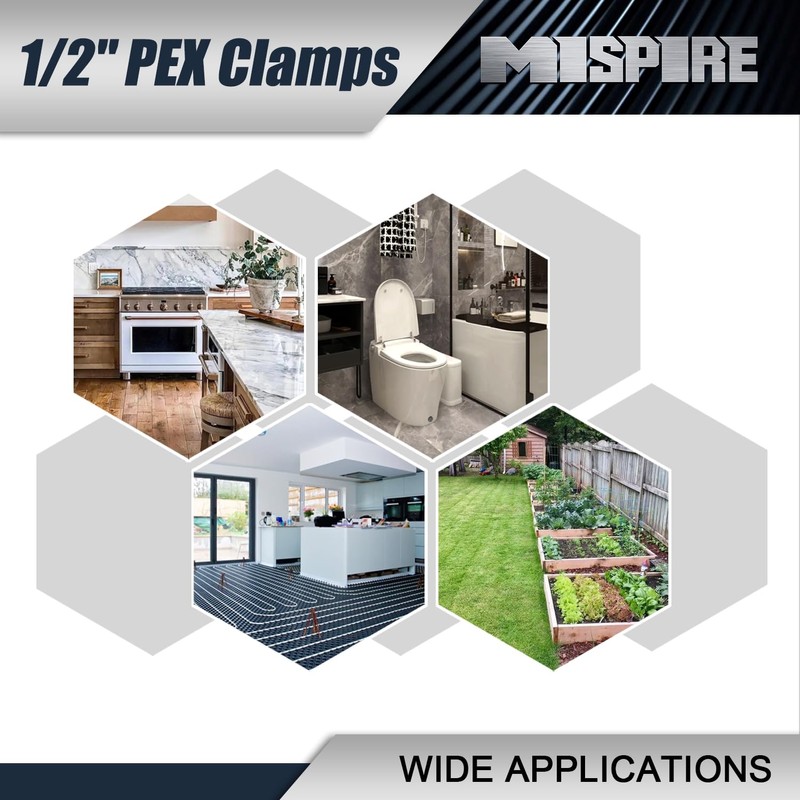 1/2 inch PEX Pipe Clamps 50 PCS, PEX Cinch Clamps