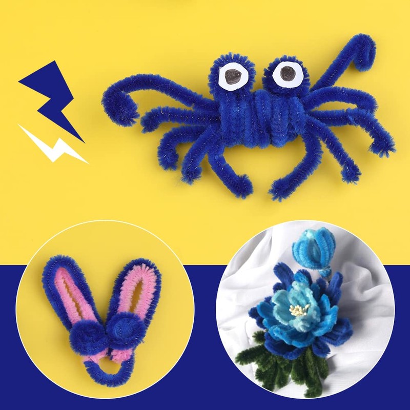 60 PCS Blue Pipe Cleaners,Pipe Cleaners Chenille Stem,Pipe Cleaners Bulk,Art