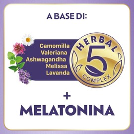 Laila DormiBene Integratore alimentare per il sonno a base di Herbal 5 Complex e Melatonina per favorire un rapido addormentamento. Confezione da 120 pastiglie gommose. Senza zuccheri