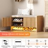 HOMEFORT 39.4" Fluted Shoe Storage Bench, Entryway Bench with Linen