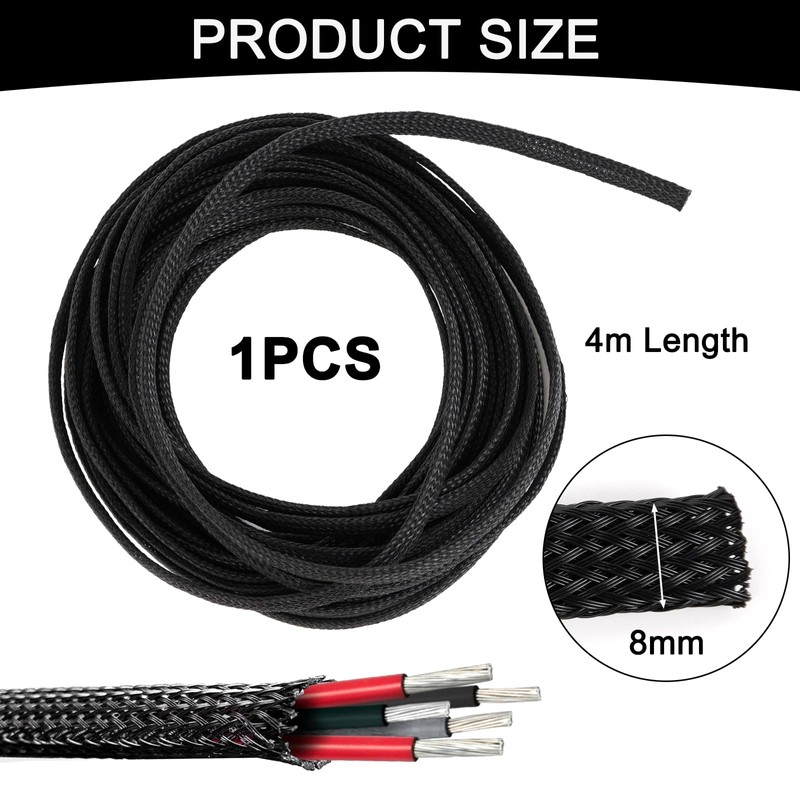 ZephyrCraft 4M Cable Protection Sleeve(8mm), Black Cable Protector Animal Proof