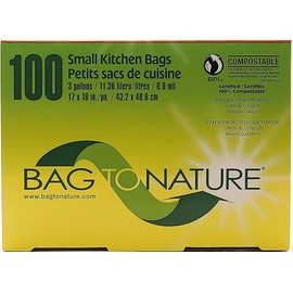 Biodegradable and Compostable Mini Kitchen Garbage Bags for Countertop Food Waste Compost Bins (by Bag-To-Nature, 100 Count)