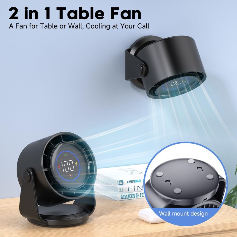 YOSHENMO Desk Fan, Turbo Table Fan for Bedroom, 100-Speed Digital