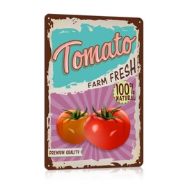 TREEPERI Vintage Vegetable Tomato Metal Tin Signs Wall Decor for Kitchen Garden Farm Fresh
