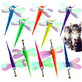 AcceLeah Cat Worm Toy Refills Cats Teaser Toys Worms and Dragonfly Refill,Cat Wand Toy Assorted Teaser Refills with Bell (10 Pcs Dragonfly Set)