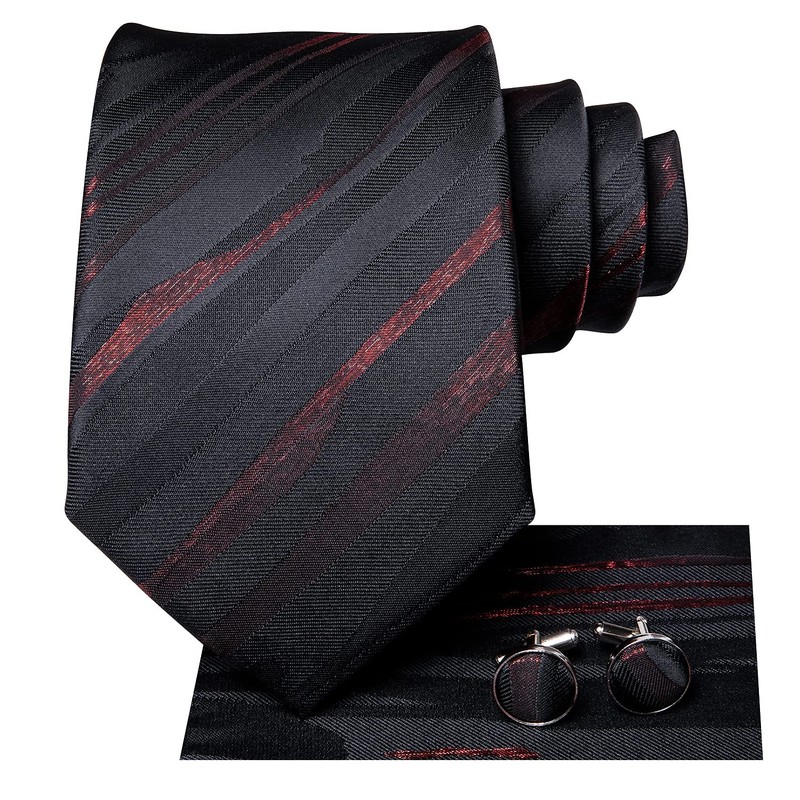 Hi-Tie Men Ties Sets Silk Stripe Paisley Necktie Pocket Square
