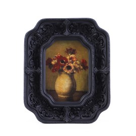 S GMOMENT Vintage Picture Frames 2.5x3.5 Antique Rectangular Picture Frames with Glass Front Ornate Victorian Home Decor for Tabletop and Wall Mount Wallet Size Gallery Wall Art in Black