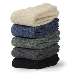 BenSorts Women Warm Cozy Socks Ladies Thick Warm Christmas Crew Socks for Female Gifts Gray Beige Blue Green Black 5 Pairs Pack