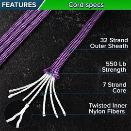 Paracord Planet 550 Paracord – 200+ Colors – Hanks from 10-100 Feet and Spools of 1000 Feet – Great Multi-Use Cord!