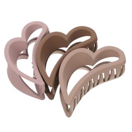 WOONEKY 3pcs Large Frosted Heart Hair Claw Clips Nonslip Hair Clamps Stylish Clips for Women for Everyday Use