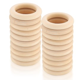 20 Pcs Natural Wooden Rings, 55mm Unfinished Wood Rings, Wooden Loops Rings Pendant Connectors for DIY Arts and Crafts, Jewellery Making, Home Decor Wooden Ring Pendant Connectors