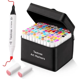 Taotree Alcohol Markers Set 121 Colors Dual Tips Art Markers Sketch Pens Set, Fine & Chisel Drawing Art Supplies Kit, Coloring Drawing Pens Set Christmas Gifts for Adults Artist, Painting Sketching