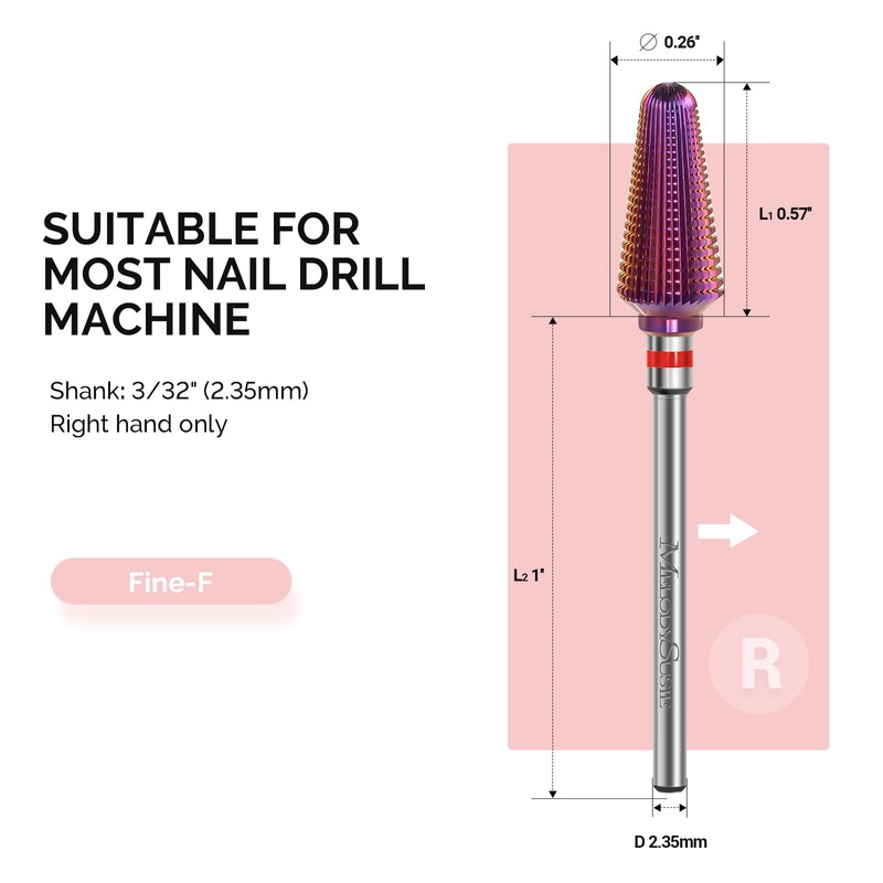 MelodySusie Safety Nail Drill Bits, 3/32'' Smooth Round Top Small