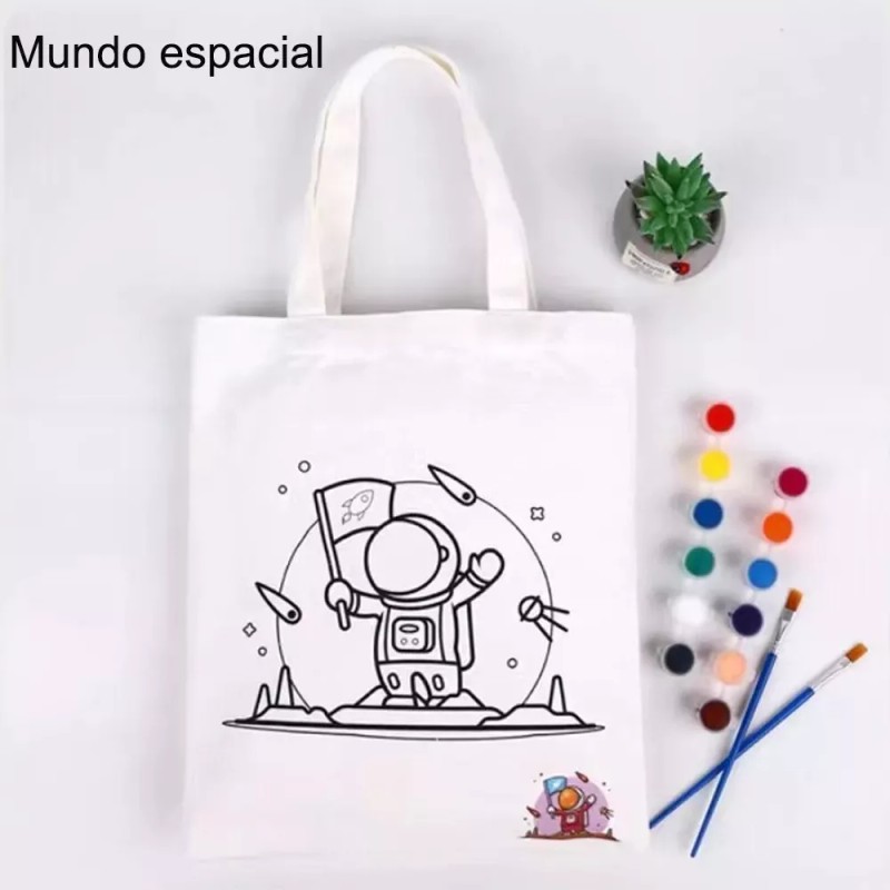 Dolores Bolsa Ecologica Tela Astronaut Mundo Oceánic Colorea Niño